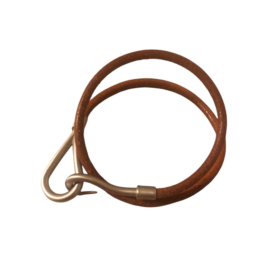 Hermés Double Tour Bracelet Natural Leather and Silver - Picture 9 of 9